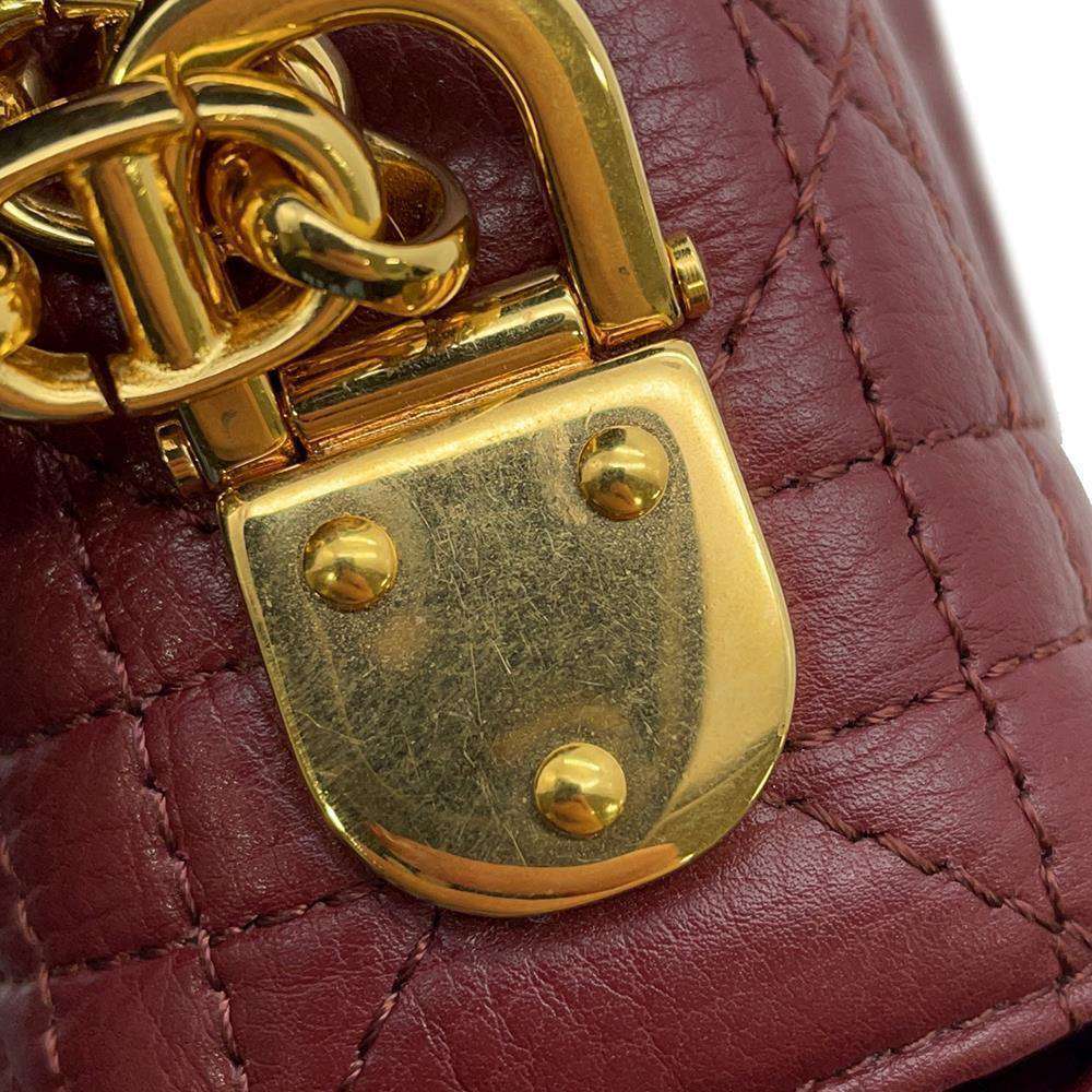 Christian Dior Chain Shoulder Bag Caro Cannage Bordeaux Red - Picture 12 of 12